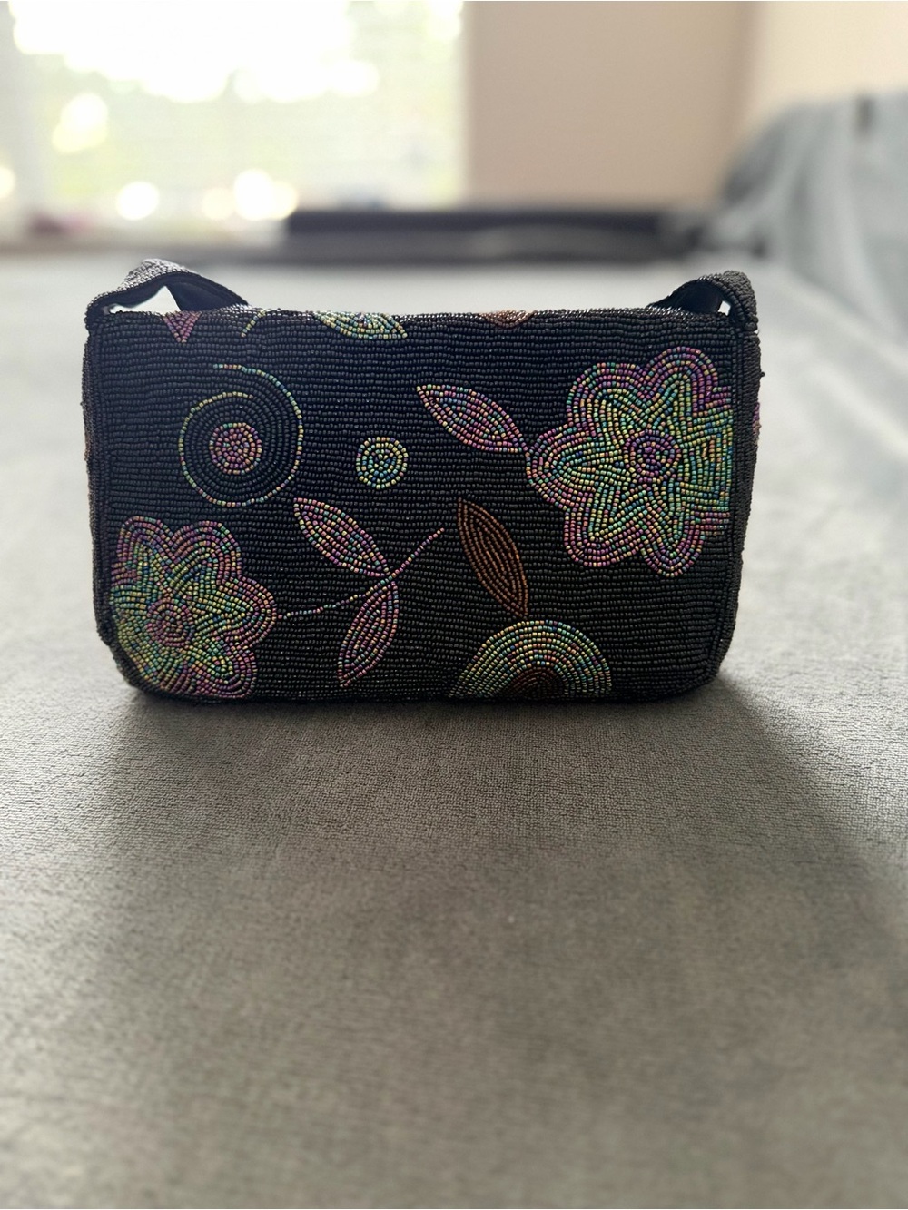 Vintage Another Y&S Original Micro-Beaded Floral Shoulder Bag 90s Y2K - Picture 12 of 16